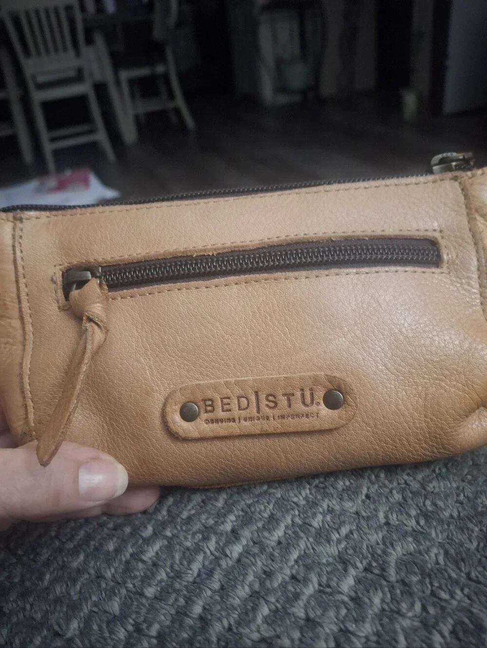 BED STU Studded Tan Leather Wristlet